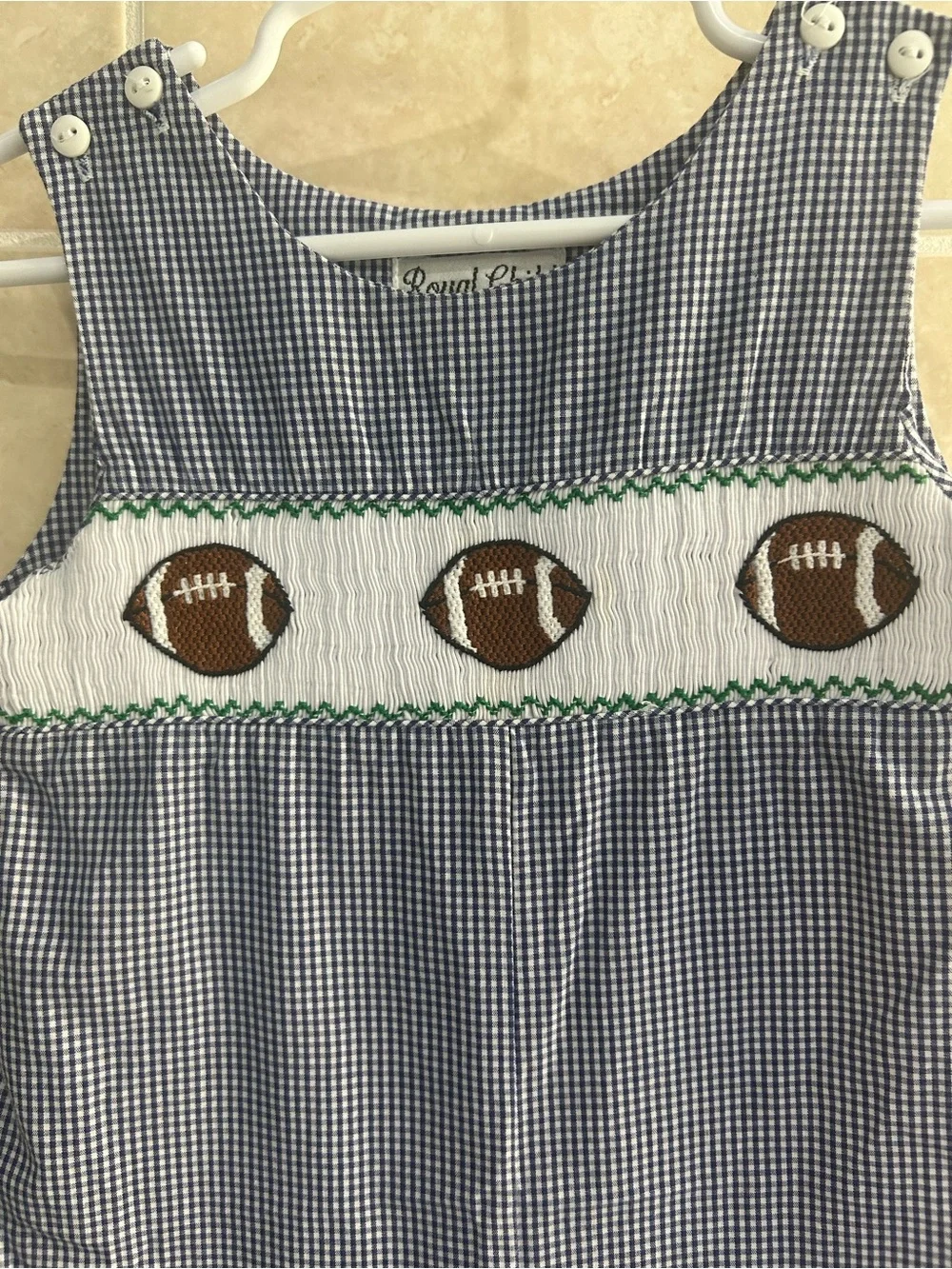 Royal Child Smocked Football Longall Navy